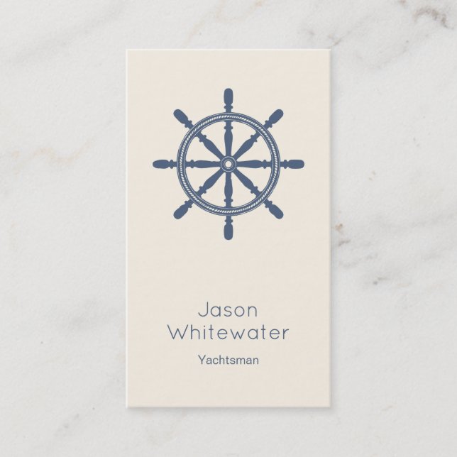 Nautical Minimalistic Business Card Ivory Blue (Front)