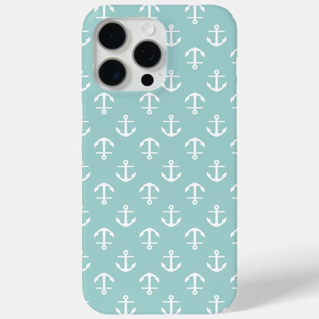 Nautical Mint Anchors Pattern Case-Mate iPhone Case (Back)