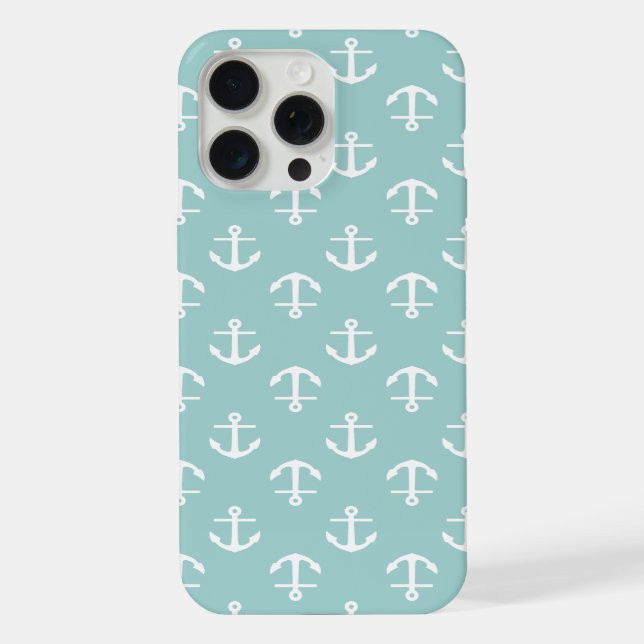 Nautical Mint Anchors Pattern iPhone Case (Back)