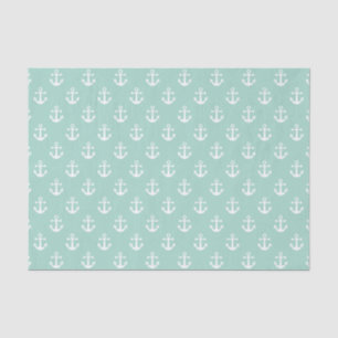 Nautical Mint Green and White Anchor Pattern Tissue Paper
