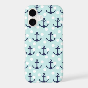 Nautical Mint Polka Dots And Navy Blue Anchors
