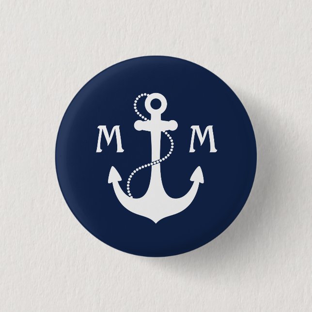 Nautical Monogram 3 Cm Round Badge (Front)
