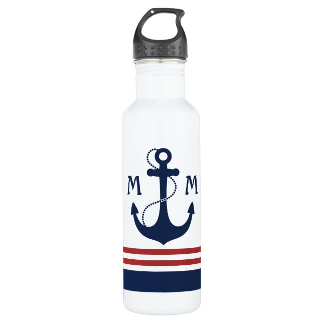 Nautical Monogram 710 Ml Water Bottle (Front)