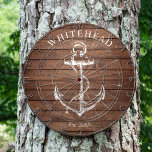 Nautical Monogram Anchor Brown Wood Dartboard<br><div class="desc">Personalised nautical anchor design. Great for a family reunion,  wedding,  or family gift.</div>