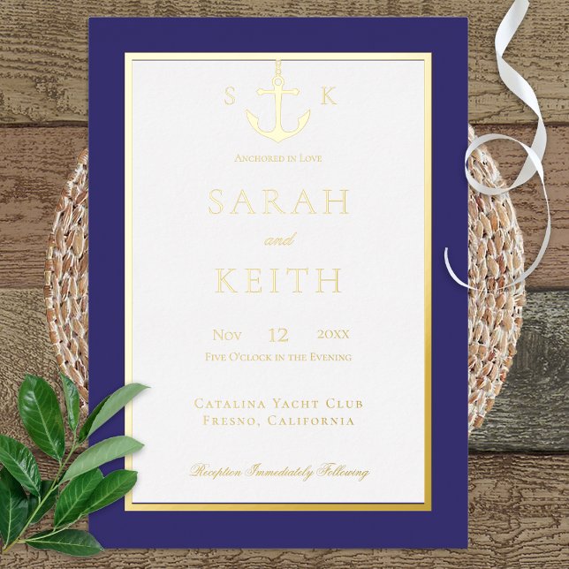 Nautical Monogram Anchor Navy Blue Wedding (Creator Uploaded)