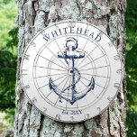 Nautical Monogram Anchor White Dartboard<br><div class="desc">Personalised nautical anchor design. Great for a family reunion,  wedding,  or family gift.</div>