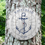 Nautical Monogram Anchor White Wood Dartboard<br><div class="desc">Personalised nautical anchor design. Great for a family reunion,  wedding,  or family gift.</div>