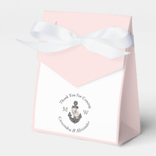 Nautical Monogram Floral Anchor Pink Navy Blue  Favour Box