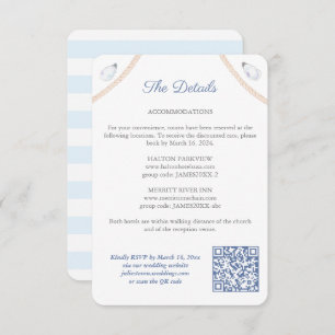 Nautical Monogram QR Code Wedding Details Enclosure Card