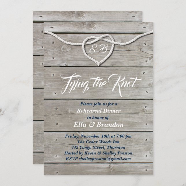 Nautical Monogram Rehearsal Dinner Invite (Front/Back)