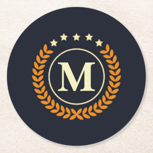 Nautical Monogram Round Paper Coaster