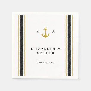 Nautical Monogram Wedding Cocktail Napkin