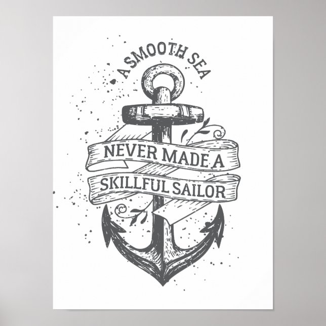 Nautical motivational sailor quote poster (Front)
