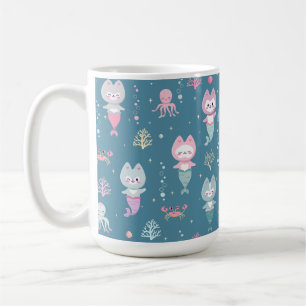Nautical Mugs decorated with cute mermaid kittens.