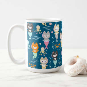 Nautical Mugs decorated with cute mermaid kittens.