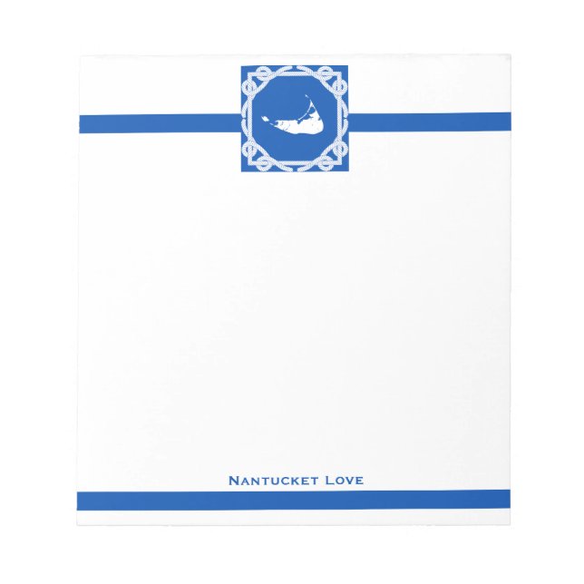 Nautical Nantucket Blue and White Notepad (Front)