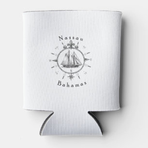 Nautical Nassau Bahamas Sailing T Shirt Compass Can Cooler