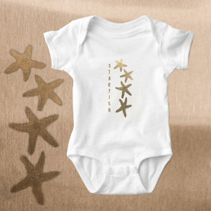 Nautical Natural Starfish Customizable Baby Bodysuit