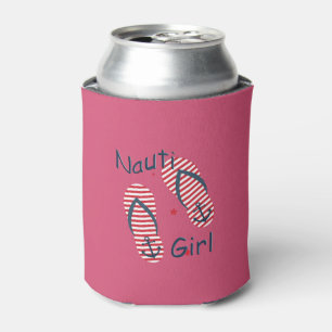 Nautical Nauti Girl Red Can Cooler