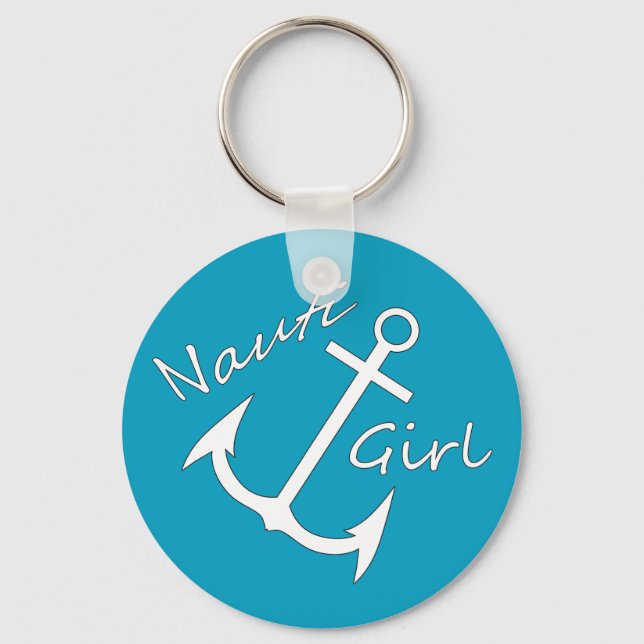 Nautical Nauti Girl Teal Keychain (Front)