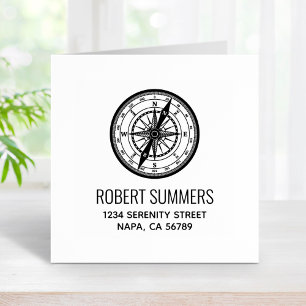 Nautical Navigation Compass Address Rubber Stamp