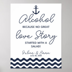 Nautical Navy Alcohol love story print