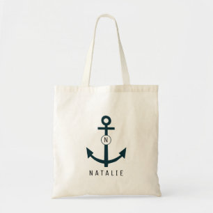 Nautical Navy Anchor Beach Blue Wedding Bride Tote Bag