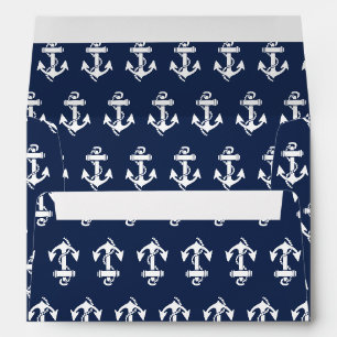 Nautical Navy Anchor Beach Coastal Ocean Wedding Envelope