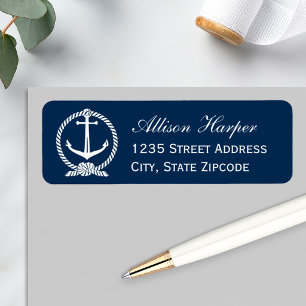 Nautical Navy Anchor Monogram Wedding Address Return Address Label
