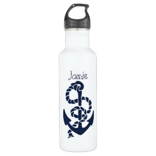 Nautical Navy Anchor Pattern 710 Ml Water Bottle