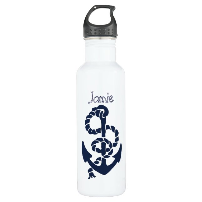 Nautical Navy Anchor Pattern 710 Ml Water Bottle (Front)