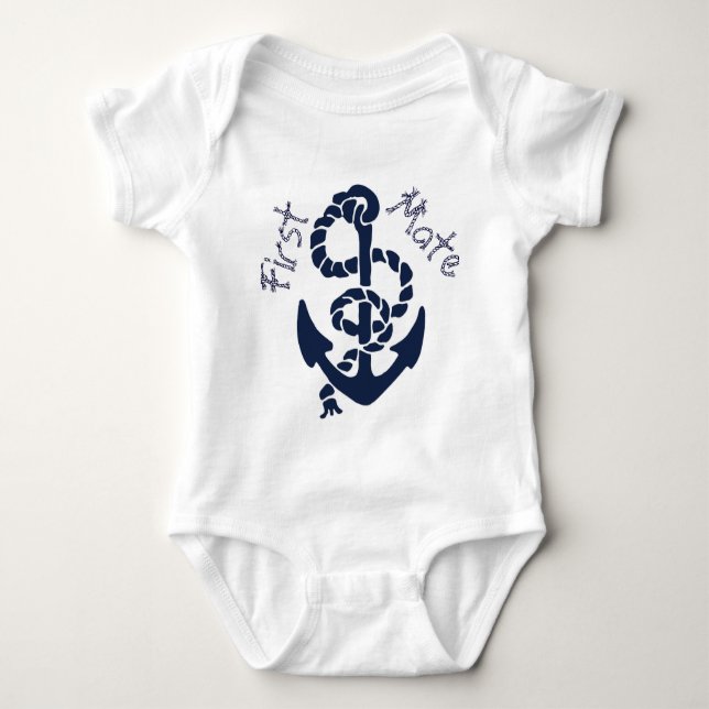 Nautical Navy Anchor Pattern Baby Bodysuit (Front)