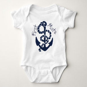 Nautical Navy Anchor Pattern Baby Bodysuit