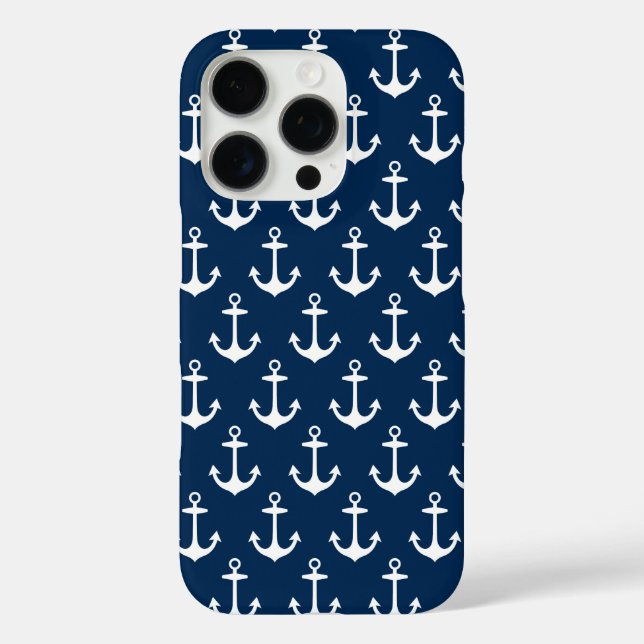 Nautical Navy Anchor Pattern Case-Mate iPhone Case (Back)