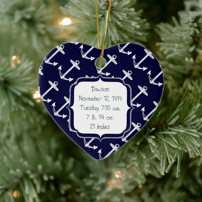 Nautical Navy Anchor Pattern Ceramic Tree Decoration (Tree)