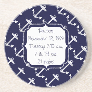 Nautical Navy Anchor Pattern Coaster