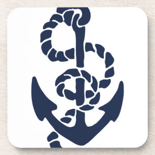 Nautical Navy Anchor Pattern Coaster