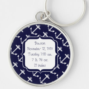 Nautical Navy Anchor Pattern Key Ring