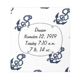 Nautical Navy Anchor Pattern Notepad