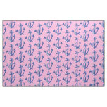 Nautical Navy Anchor pattern on pink Fabric