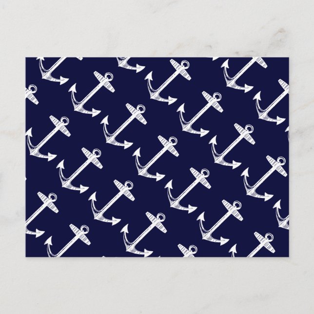 Nautical Navy Anchor Pattern Postcard (Front)