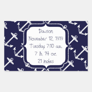 Nautical Navy Anchor Pattern Rectangular Sticker
