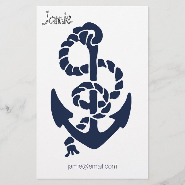 Nautical Navy Anchor Pattern Stationery (Front)