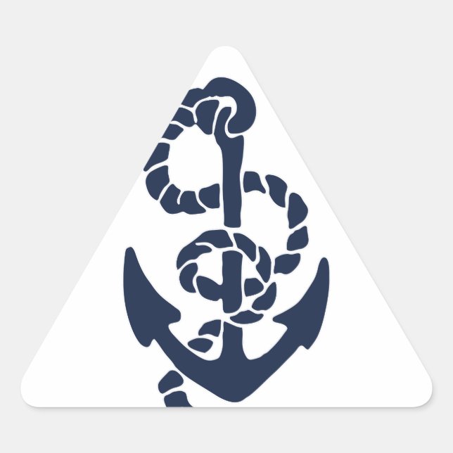 Nautical Navy Anchor Pattern Triangle Sticker (Front)