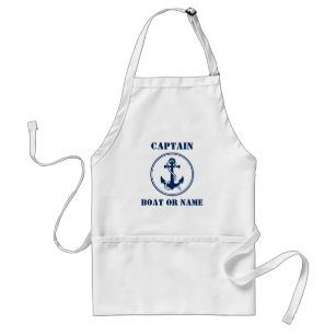 Nautical Navy anchor & Rope Captain or Boat Name Standard Apron