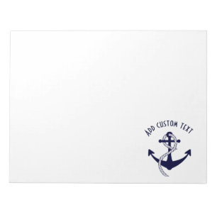 Nautical Navy Anchor & Rope Marine Custom Notepad