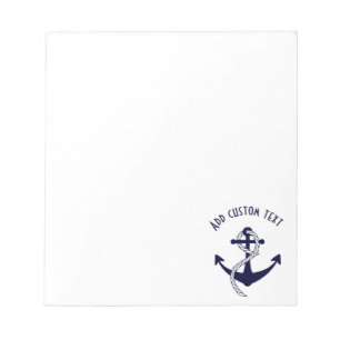 Nautical Navy Anchor & Rope Marine Custom Notepad