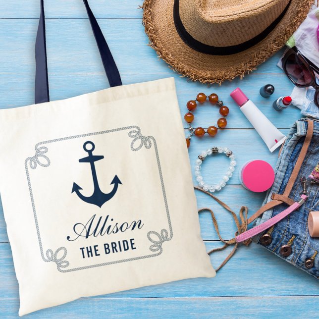 Nautical Navy Anchor Rope The Bride Tote Bag (Creator Uploaded)