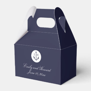 Nautical Navy Anchor Wedding Monogram Favour Box