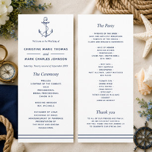 Nautical Navy Anchor Wedding Program